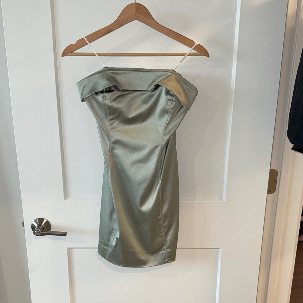 Aritzia TEN Elegant Green Satin Dress